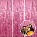 3 Pack Pink Backdrop Birthday Party Decorations Tinsel Foil Fringe Curtains by AMONE