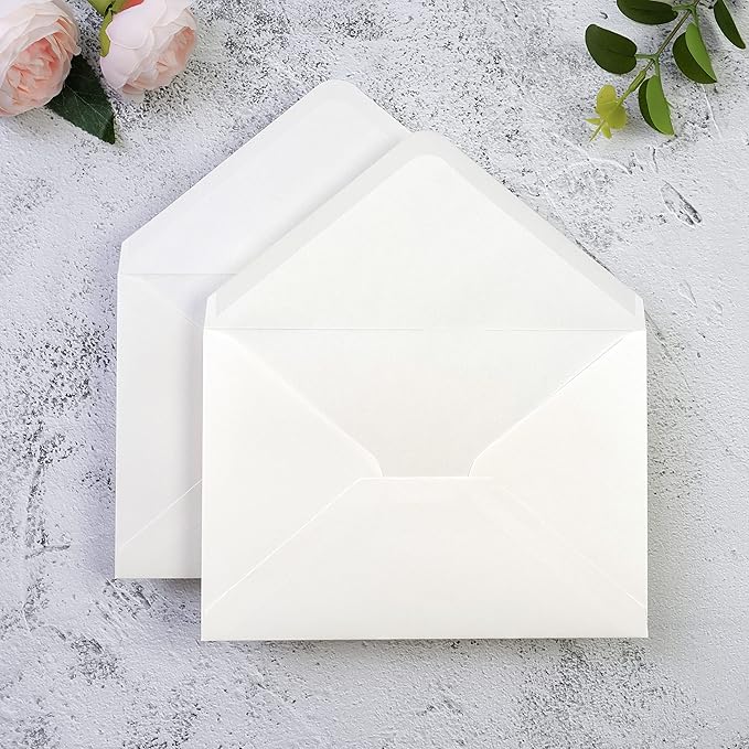 PONATIA 50 PCS/Pack A7 Envelopes, 5.25 x 7.25'' Sparkle Ivory Envelope - Image 6