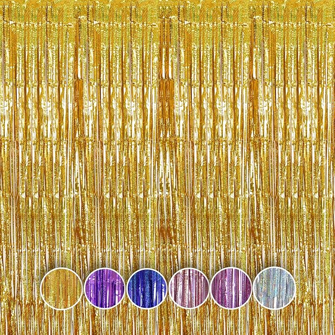 QRabbit 4 Pack Foil Fringe Curtains, Backdrop Curtain by QRabbit