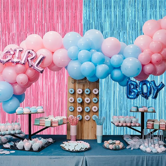 2 Pack Gender Reveal Decorations, 3.28 FT x 7.05 FT Pink and Blue Fringe - Image 7