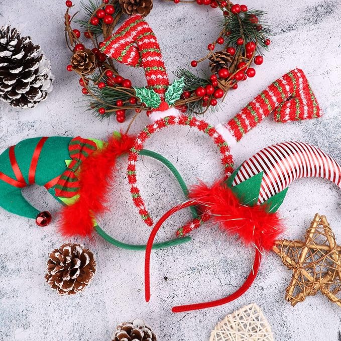 URATOT 9 Pack Creative Holiday Headbands Christmas Party Costume Headwear Elves - Image 5
