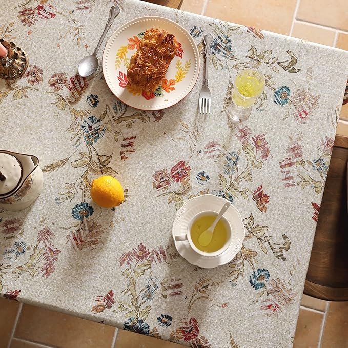 patdrea Designer Linen Red Long Rectangle Tablecloth, Vintage French Animals - Image 6