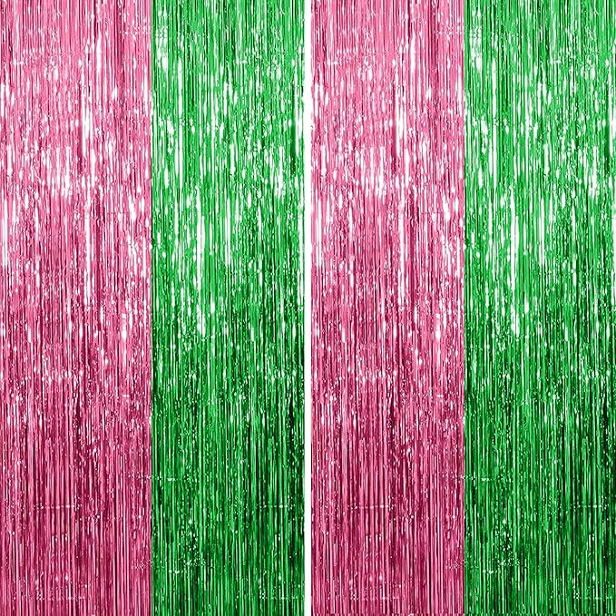 KatchOn, XtraLarge Green and Pink Fringe Backdrop, One in A Melon Party by KatchOn