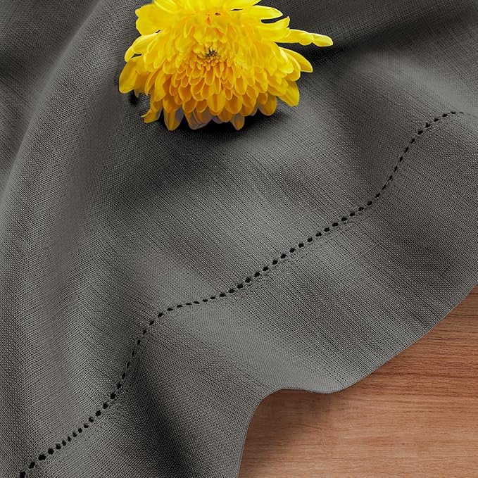 Solino Home Linen Steel Gray Hemstitch Table Runner 48 Inches - Image 9