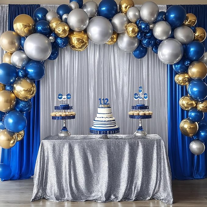 10ftx10ft Sequin Silver Backdrop Curtain - Image 7
