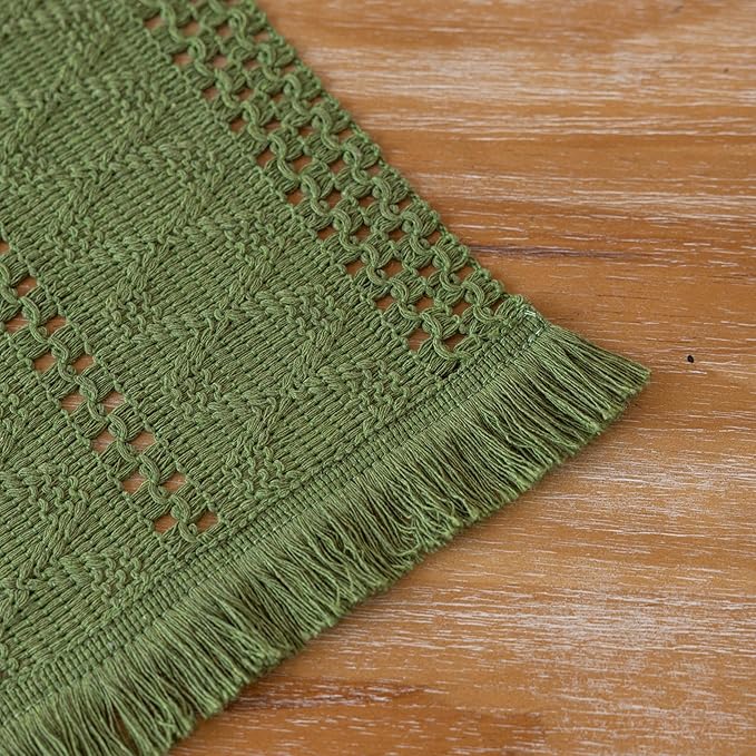 Boho Sage Green Table Runner for Home Decor 12x72 Inches Farmhouse Macrame - Image 6