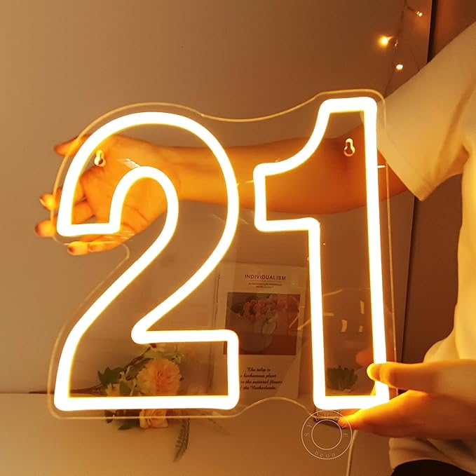 SYLHOME 21 Twenty one Led Neon Light Sign 21th Happy Birthday Party Anniversary - Image 8