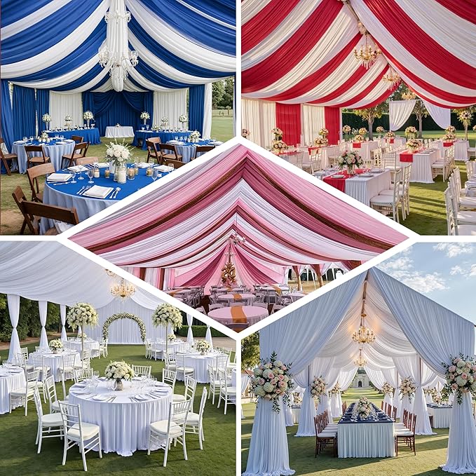 PartyVillage 20ftx40ft White Ceiling Curtain - Image 5