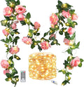 FiveSeasonStuff 29 Ft 4 Pack Amaranth Light Pink Rose Silk Flower Garland by FiveSeasonStuff