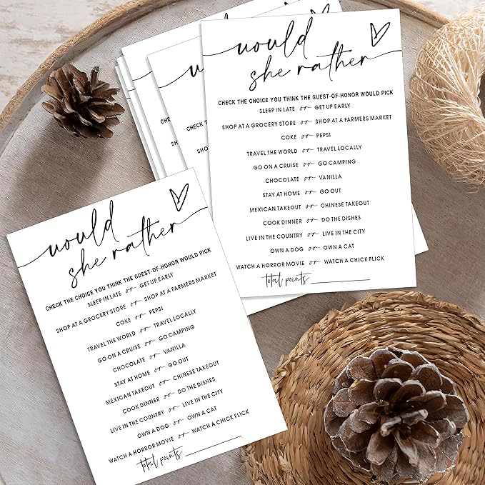 Fun Bridal Shower Games Set 25 Wedding Games Cards, Would She Rather Bridal - Image 5