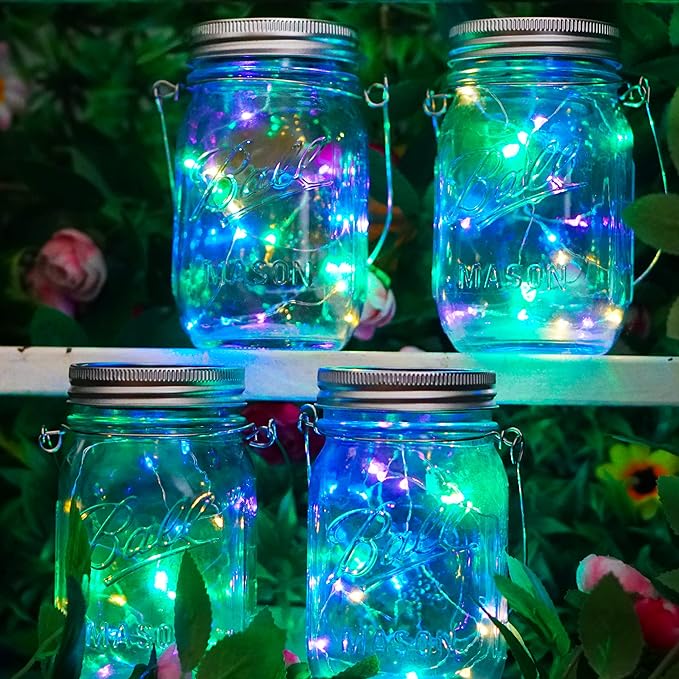 SunKite Solar Mason Jar Lights, 8 Pack 20 LED Waterproof Fairy Firefly Jar Lids - Image 6
