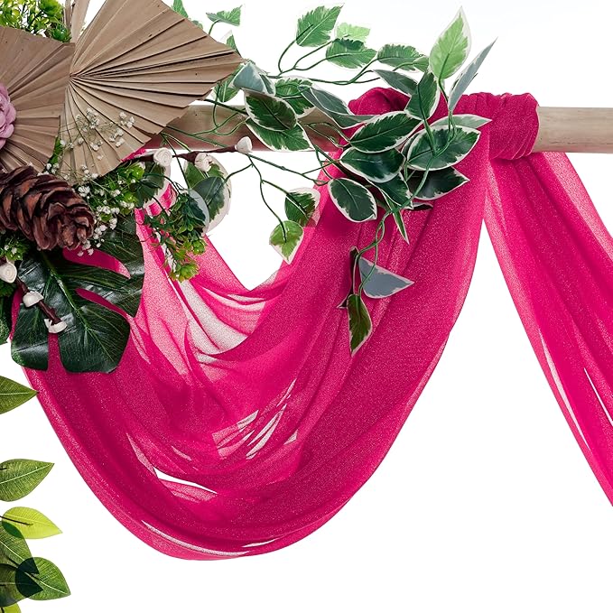 VDS Pack of 2 Panel Wedding Arch Draping Fabric Sheer Chiffon Fabric Drapery - Image 4
