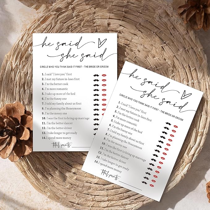 Fun Bridal Shower Games Set 25 Weddin Games Cards He Said She Said - Image 3