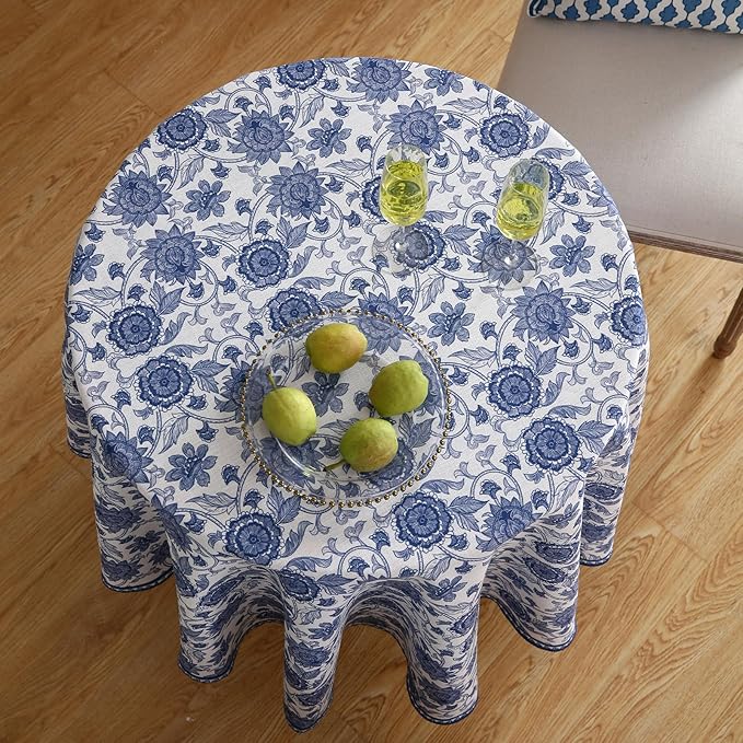 patdrea Designer Linen Blue Small Tablecloth - Image 3