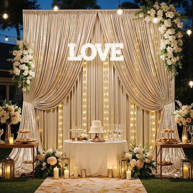 10x10 Champagne Sequin Backdrop Curtain - Image 6