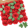 AmyHomie Artificial Flowers Red Rose 50pcs Real Looking Fake Roses w/Stem by AmyHomie