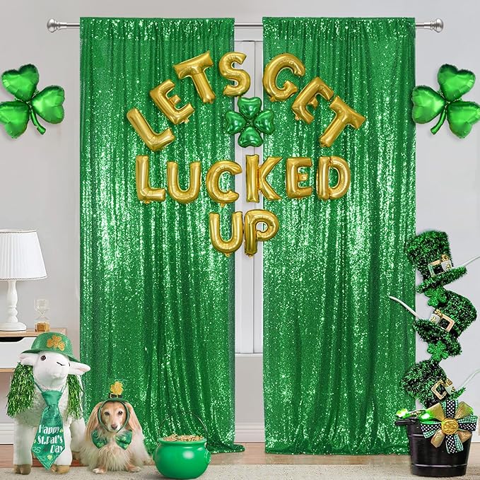 Poise3EHome Green Sequin Backdrop Curtain, 2 Panels 2FTx8FT Glitter Background - Image 6