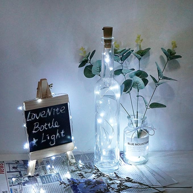 Wine Bottle Lights with Cork, 12 Pack Battery Operated 12 LED Cork Shape Silver - Image 4