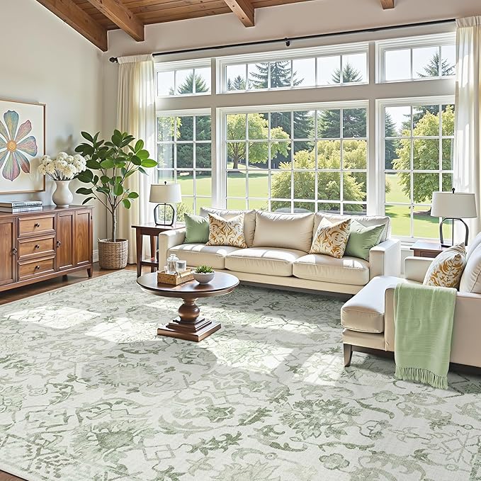 Sage Extra Large Area Rug 10x14 by Deerly