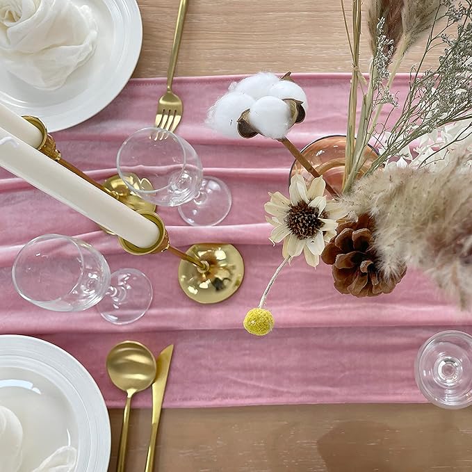 Velvet Table Runner, 10ft Luxurious Wedding Reception Decorations Soft Velvet - Image 3