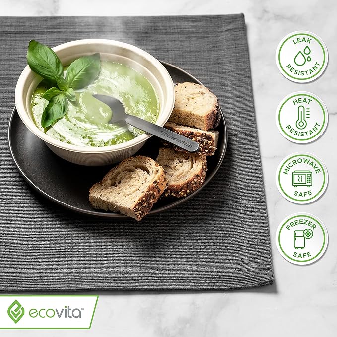 Ecovita 100% Compostable Paper Bowls – 150 Disposable Bowls Eco Friendly Sturdy - Image 5