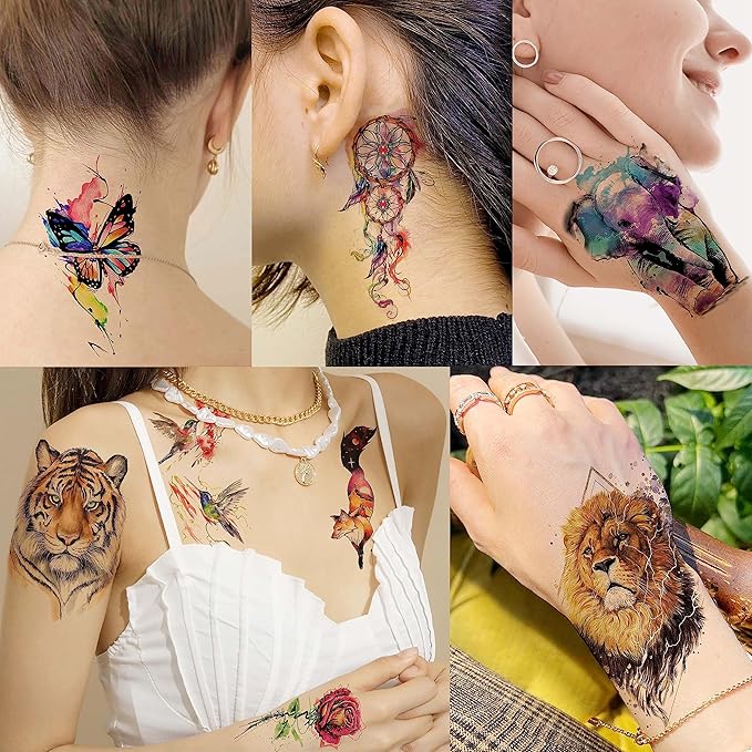 63 Sheets 3D Watercolor Rose Temporary Tattoos - Image 6