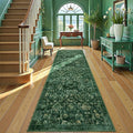 Dark Green 3x10 Runner Rug for Hallways Bed Side Kitchen, Boho Washable by Deerly