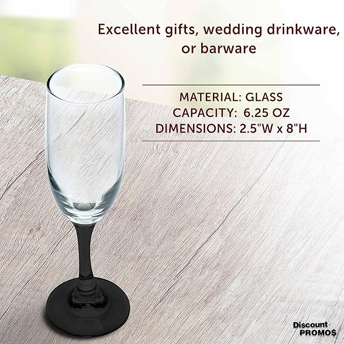 DISCOUNT PROMOS Premiere Champagne Flutes 6.25 oz. Set of 10, Bulk Pack - Image 4