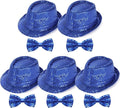 10 Pcs Unisex Sequin Fedora Hat Sequin Bow Ties Set Bling Retro Dance Jazz Cap by Elfcool