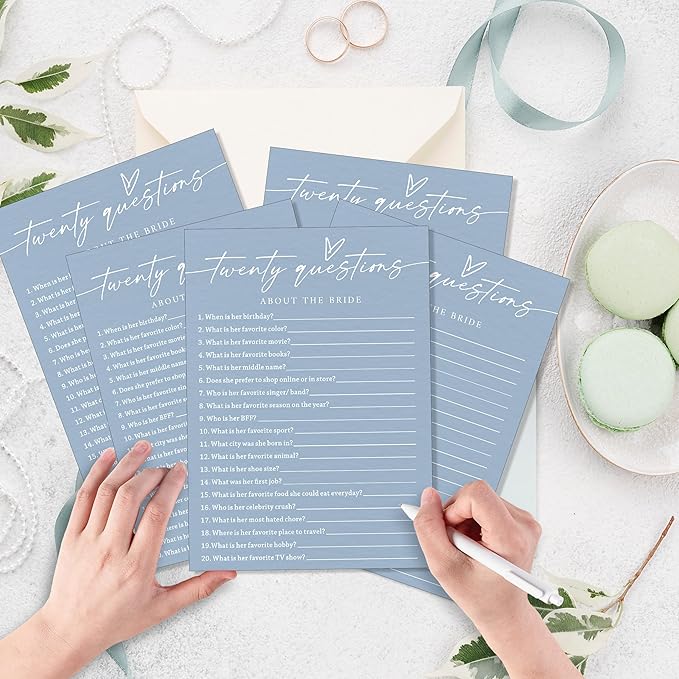 Fun Wedding Shower Games Cards, Twenty Questions About the Bride, Bridal Party - Image 5