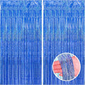 CANREVEL 2 Pack 3.3x8.2 Feet Blue Foil Fringe Backdrop Curtains, Glitter Tinsel by CANREVEL