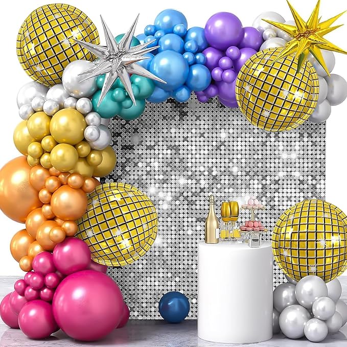 Disco Ball Balloons 4PC, Foil Disco Balloons 22 Inch 4D Round Metallic Gold - Image 6