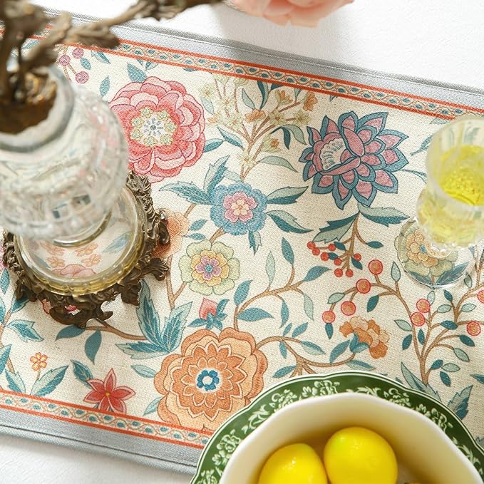 Floral Printed Table Runner for Table, Decorative Linen 87 Inches Long Table - Image 4