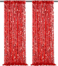 4ftx8ft Red Sequin Backdrop 2 Panels Big Payette Sequin Fabric Background by Fanqisi