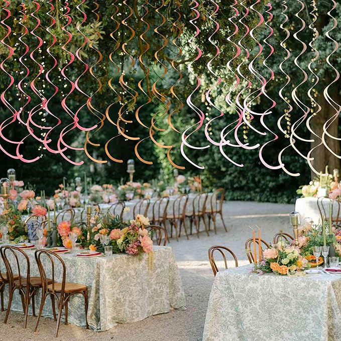 36 Pcs Boho Hanging Swirl Decorations Brown Blush Pink Felt Swirl Streamer - Image 8