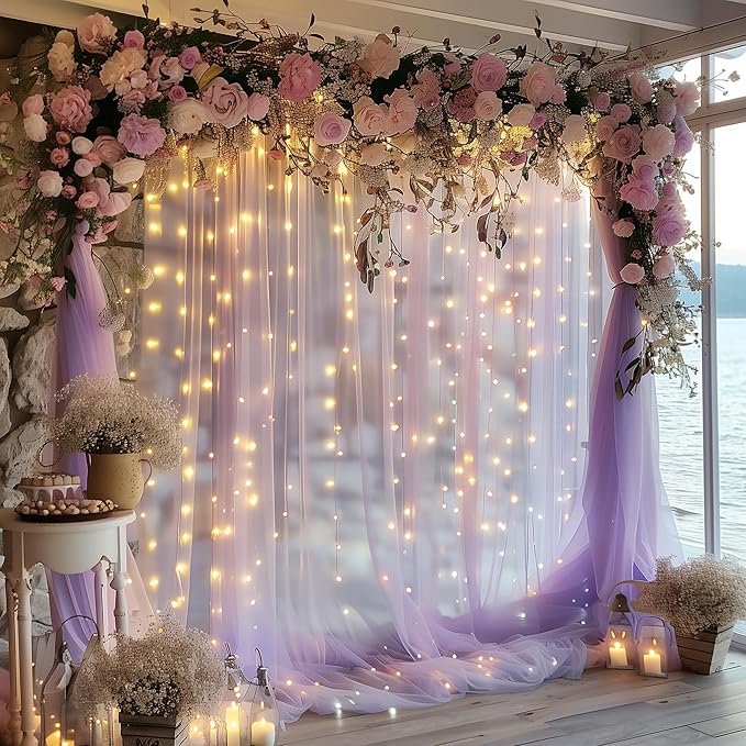 Fomcet Lavender Tulle Backdrop Curtains - Image 6