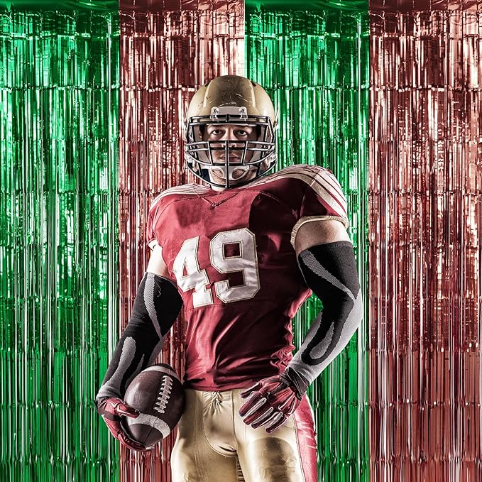 3 Pack 3.3x6.6Ft Superbowl Football Foil Fringe Curtain Backdrop Decorations - Image 2