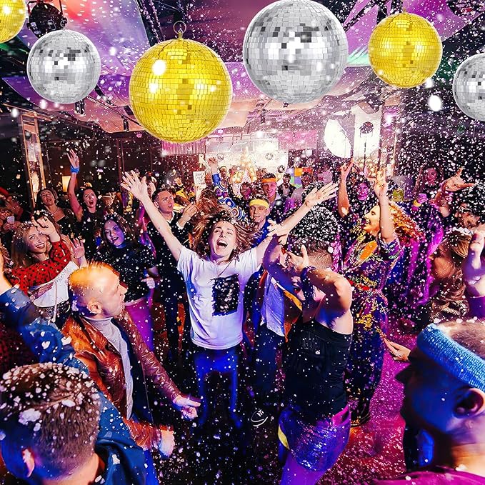 Large Mirror Disco Ball Bright Hanging Disco Ball: 6 Pcs Silver Reflective - Image 6