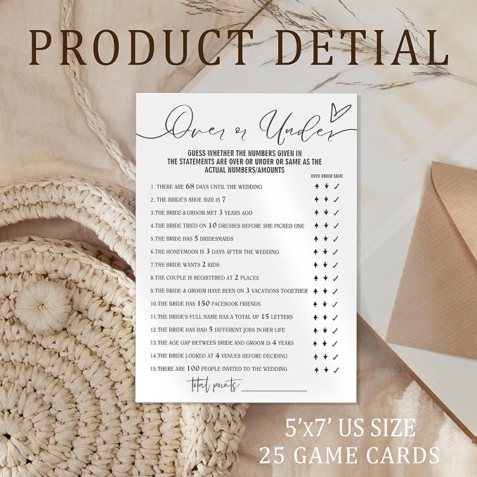 Fun Bridal Shower Games Set 25 Wedding Games Cards, Wedding Game - Image 2