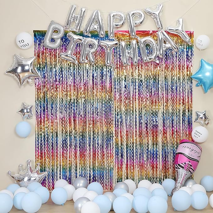 3 Pack Colorful Foil Fringe Curtain Backdrop - Image 6