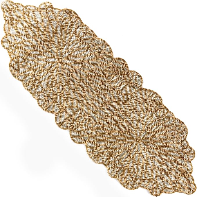 Metallic Bead Table Runner 13x36 Inches by CLEENTABLE