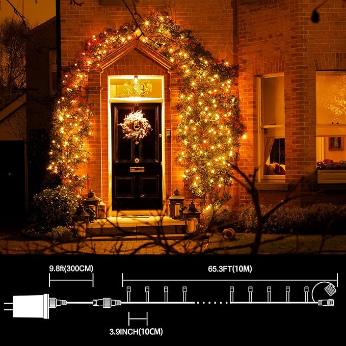 LAMPHOME 33ft Golden Christmas Decorative Mini Lights, 100 LED Transparent Wire - Image 5