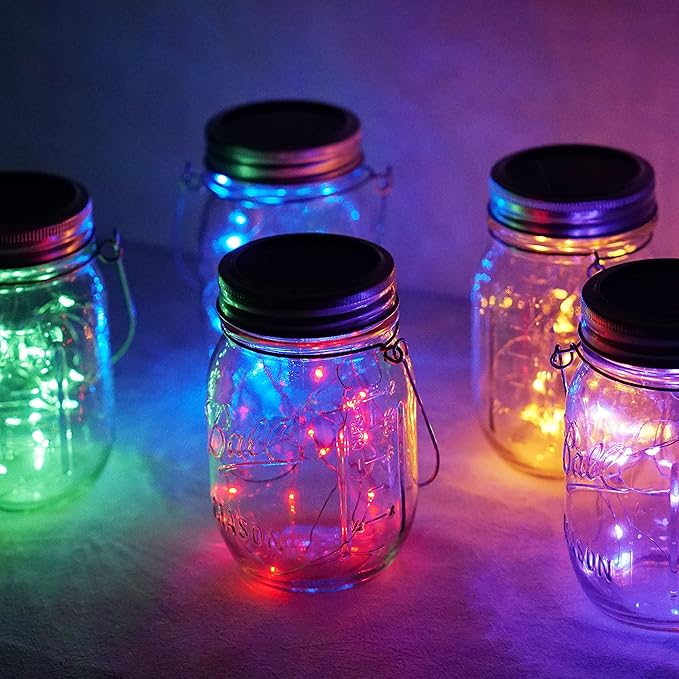 Upgraded Solar Mason Jar Lights, 8 Pack 10 LED Waterproof Fairy Firefly Jar - Image 4