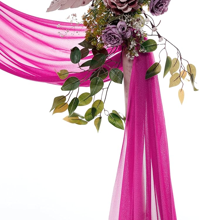 VDS Pack of 2 Panel Wedding Arch Draping Fabric Sheer Chiffon Fabric Drapery - Image 3
