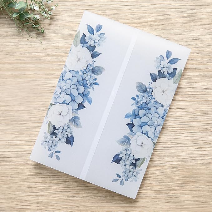 PONATIA 50PCS Vellum Jackets for 5x7 Invitation Cards- 135GSM Dusty Blue by ponatia