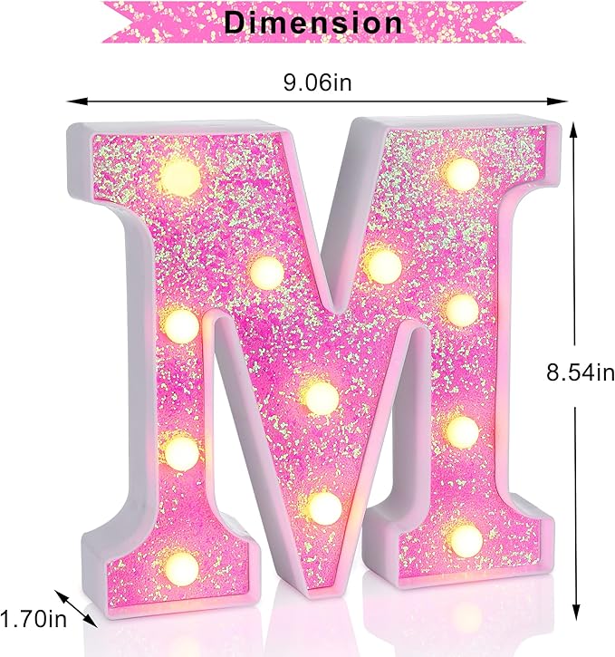 Foaky Pink Light up Letters，Pink Party Decorations, Girls Room Decor, Glitter - Image 5