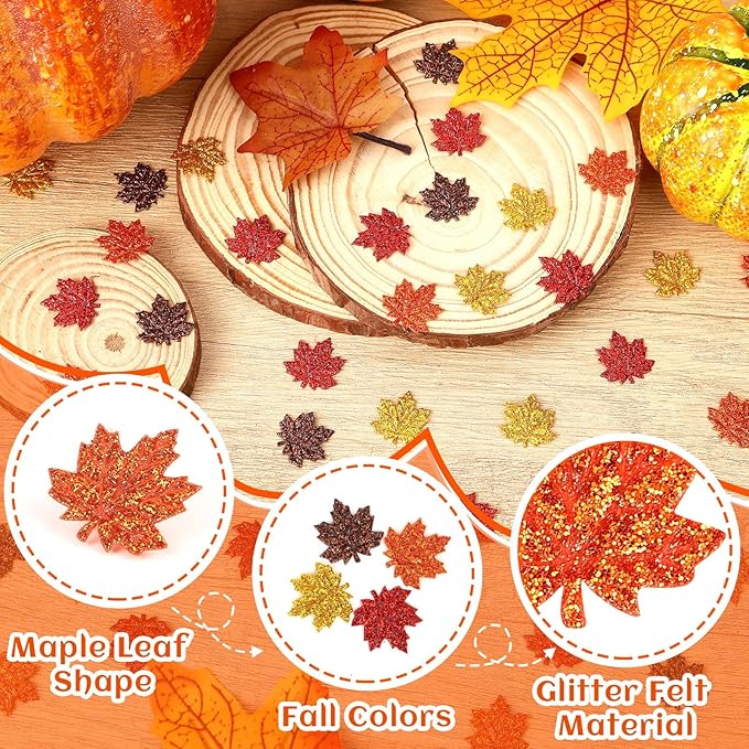MARFOREVER Fall Felt Maple Leaf Confetti Glitter - Image 4