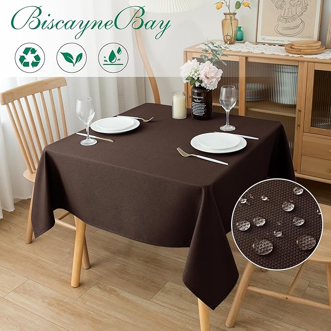 Biscaynebay Textured Fabric Square Tablecloth 90x90 Inch, Wedding and Parties - Image 2