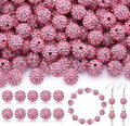 200pcs 10mm Rhinestone Beads for Jewelry Making, Dark Pink Shiny Round Disco by TINKRSTUFF