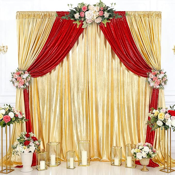 Gold Backdrop Curtains for Birthday Party: 4.8ftx8ft Sequin Background Baby - Image 3